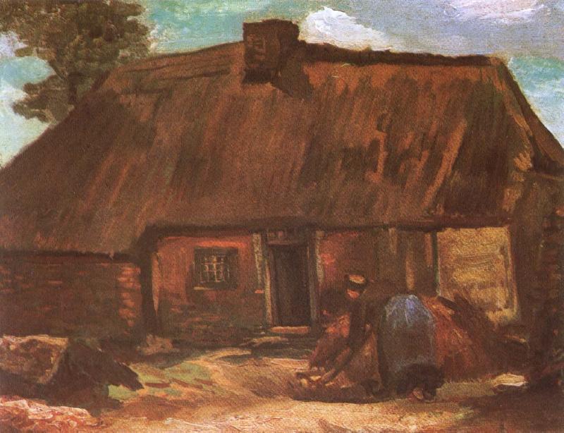 Vincent Van Gogh Cottage with Peasant Woman Digging (nn04) France oil painting art